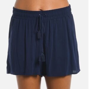 La Blanca shorts beachcomber navy blue xs drawstring tassel stretch waist pocket